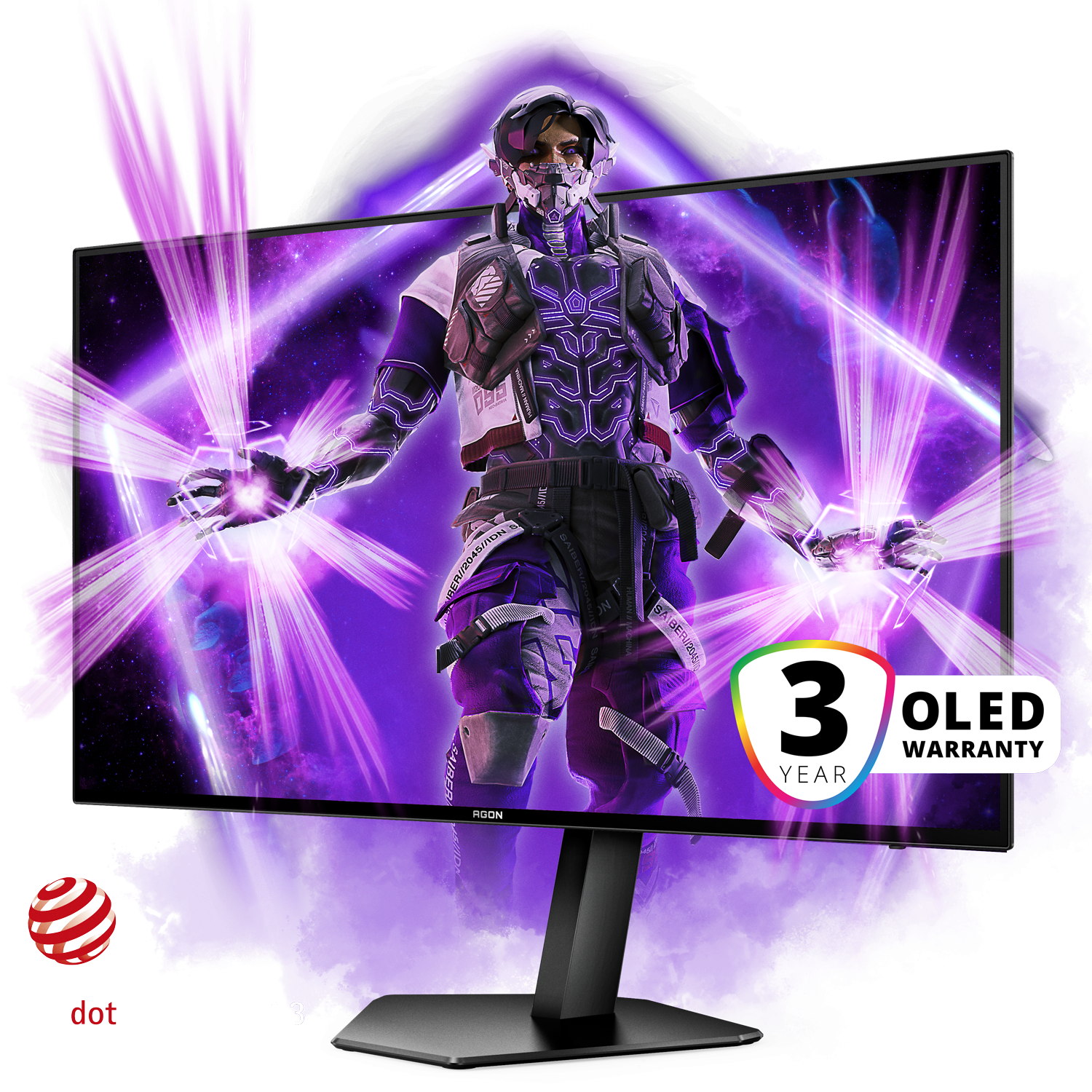 Présentation du moniteur AGON PRO 27" avec sa dalle QD-OLED, son taux de 240 Hz et sa garantie 3 ans chez FlowUP