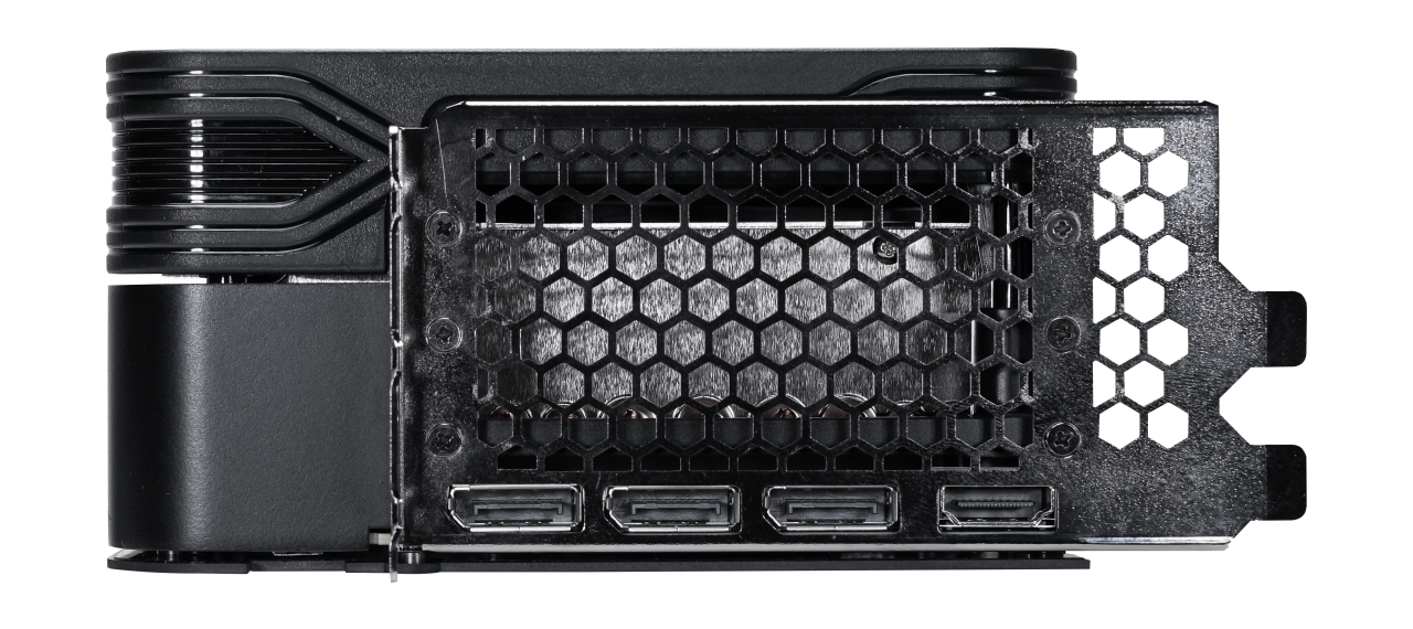 Vue des connectiques arrières de la carte graphique NVIDIA GeForce RTX 5080 avec ses ports HDMI et DisplayPort pour le PC gamer SOLANA GEFORCE RTX 5080 de FlowUP