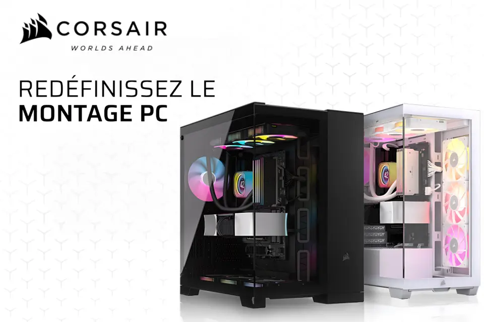 Présentation du montage haut de gamme Corsair pour le PC gamer MOUNTAIN GEFORCE RTX™ 5080 disponible sur le site FlowUP