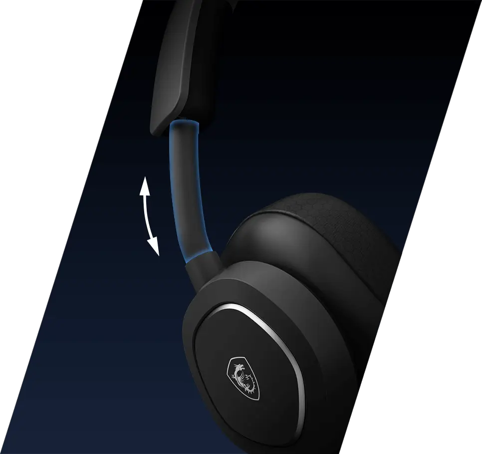 Arceau réglable et flexible du casque MSI Maestro 300 permettant un ajustement précis à toutes les morphologies chez FlowUP