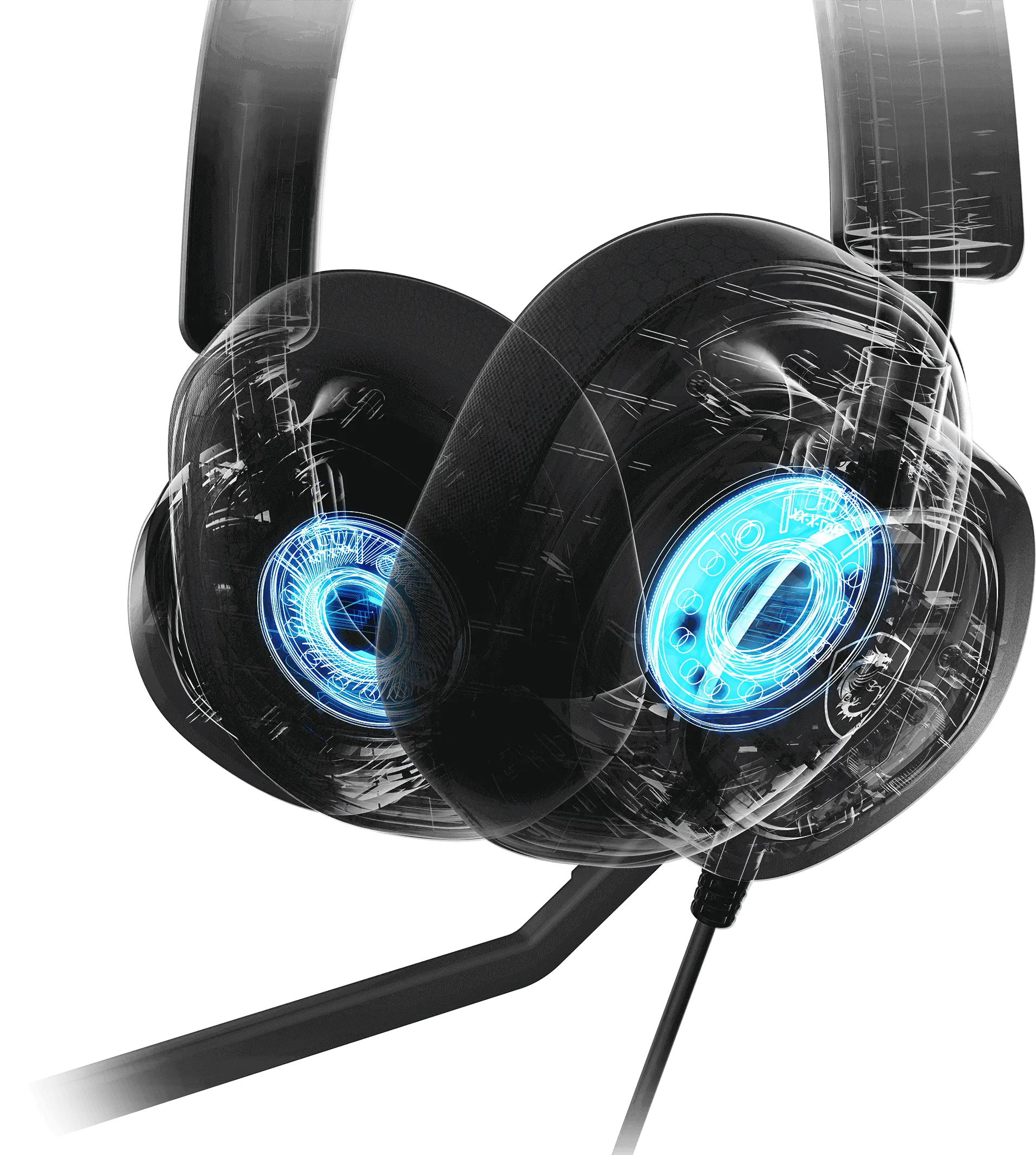 Transducteurs néodyme 40 mm haute résolution du casque MSI Maestro 300 pour un son immersif et détaillé chez FlowUP