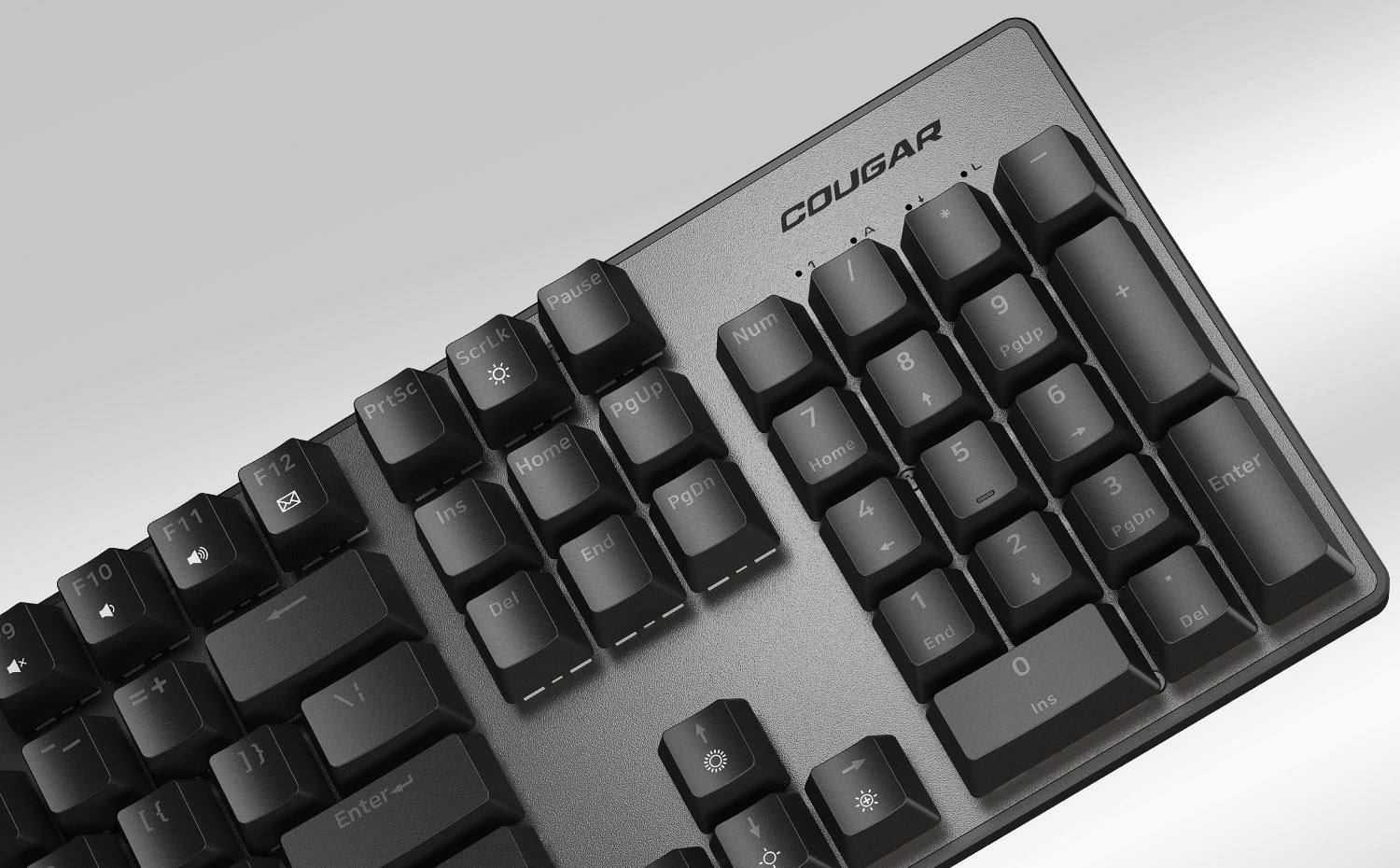 Clavier mécanique blanc Cougar Ultimus EX avec châssis en aluminium brossé et design épuré chez FlowUP