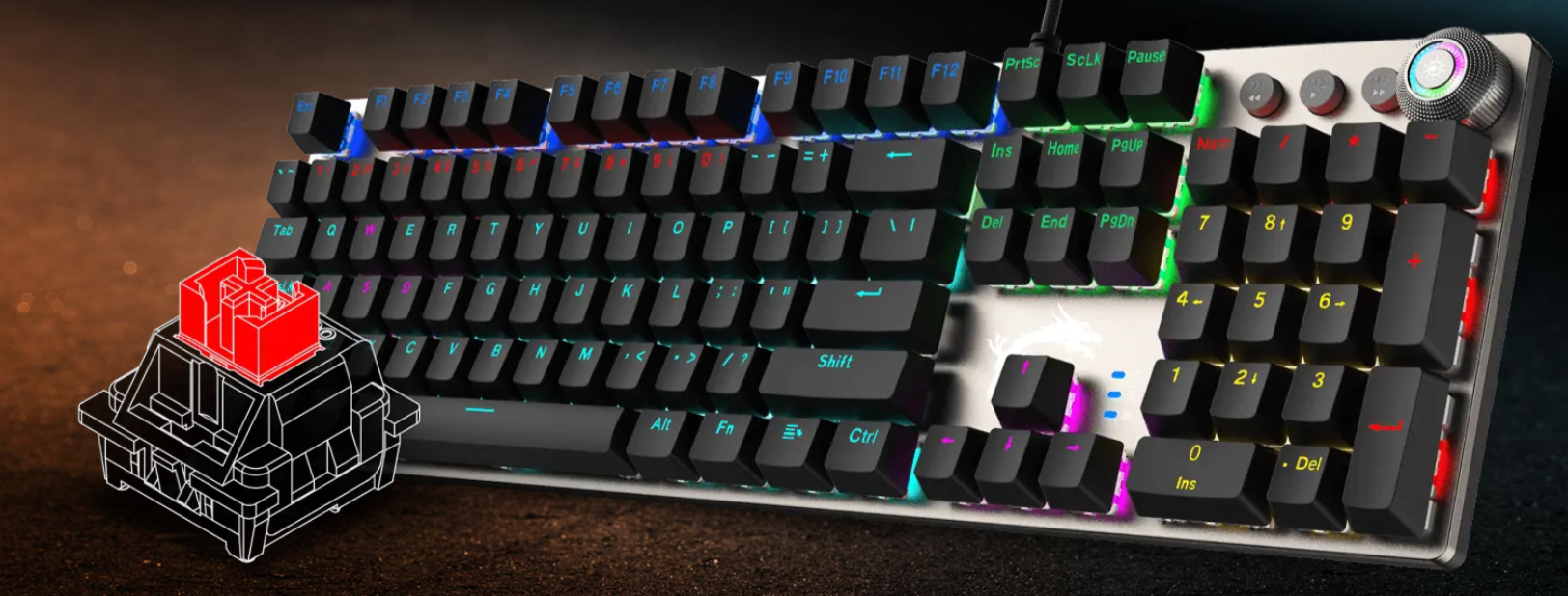 Clavier MSI Forge GK310 avec switches mécaniques rouges linéaires pour une frappe précise et confortable chez FlowUP