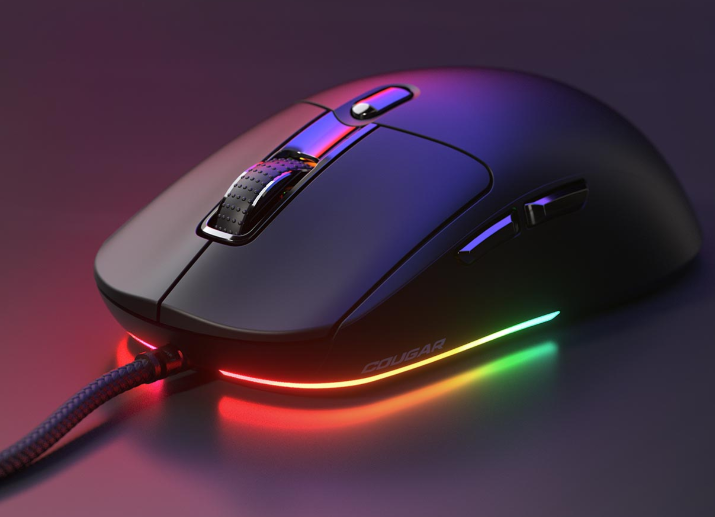 Personnalisez votre setup avec les 5 effets d'éclairage RVB dynamiques intégrés à la souris ultra-légère Cougar Minos Neo chez FlowUP