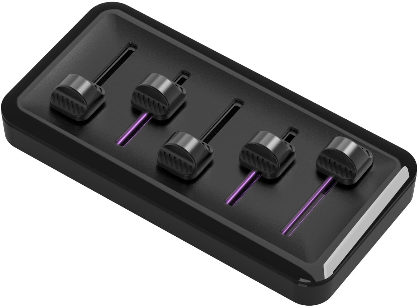 Module à 5 faders de précision du Cooler Master MasterHub permettant un mixage audio et un contrôle fluide du flux de travail chez FlowUP
