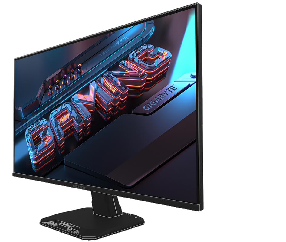 Écran gaming GIGABYTE GS25F2 de face, montrant son design épuré, son socle robuste et sa finition mate élégante chez FlowUP