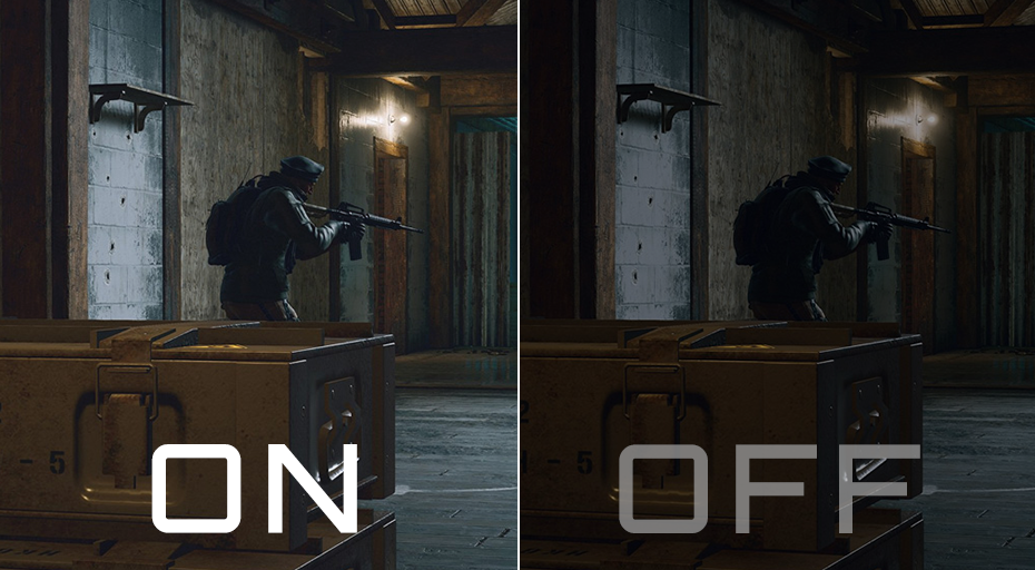 Fonction Black Equalizer 2.0 du moniteur AORUS : révèle les détails dans les zones sombres sans surexposer l'image chez FlowUP