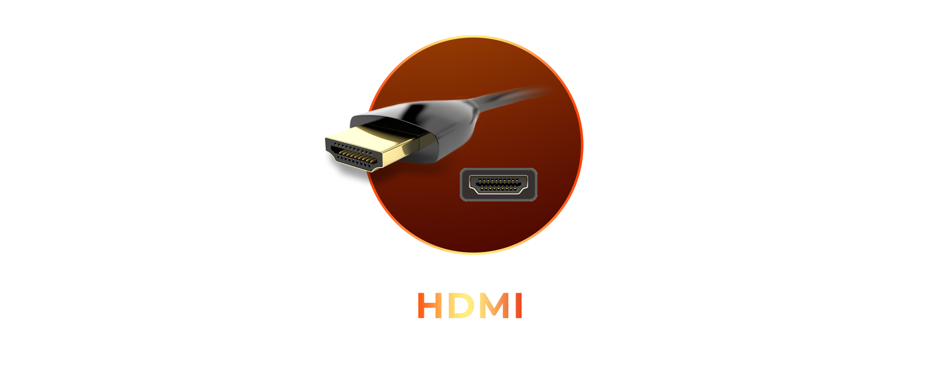 Illustration d'un connecteur et d'un port HDMI 2.1 pour souligner la compatibilité avec les consoles et les hautes résolutions du moniteur AOC chez FlowUP