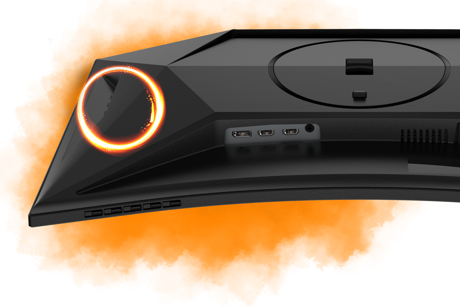 Illustration du concentrateur USB intégré sur le côté du moniteur AOC pour un accès facile aux périphériques chez FlowUP