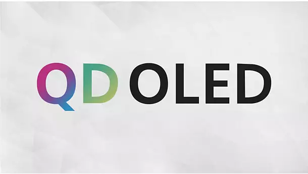 Illustration du logo et de la technologie QD-OLED combinant dalles OLED et Quantum Dot pour des couleurs éclatantes chez FlowUP