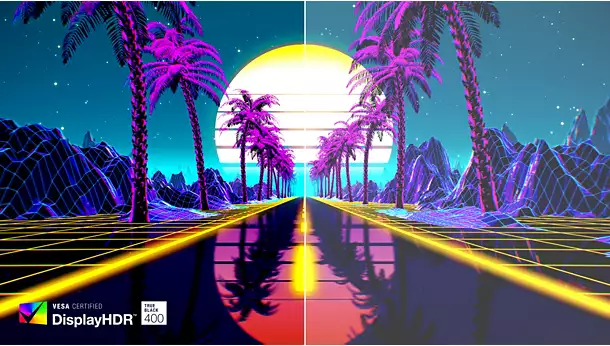 Illustration de la profondeur des noirs avec la certification VESA Certified DisplayHDR True Black 400 sur le moniteur Philips chez FlowUP