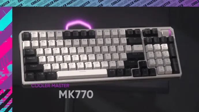 Clavier mécanique Cooler Master MK770 Gris Spatial avec molette de contrôle violette chez FlowUP