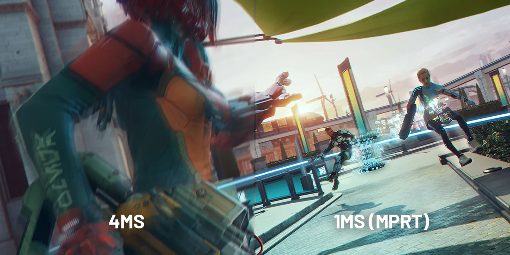 Comparatif temps de réponse écran gaming 4ms vs 1ms MPRT sur jeu FPS avec image floue et nette pour PC gamer FlowUP