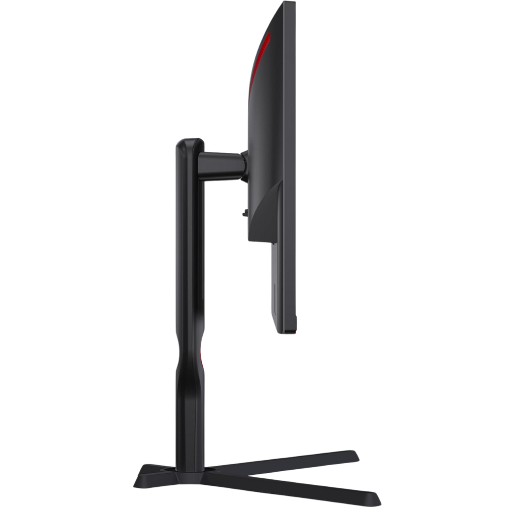 Vue de face de l'écran PC gamer AOC 24,5 pouces 25G3ZM affichant une guerrière masquée devant un halo de feu et ses caractéristiques dont le taux de rafraîchissement 240Hz