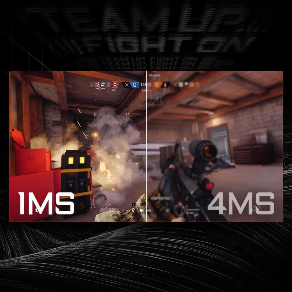 Comparaison du temps de réponse 1ms vs 4ms sur un écran PC gamer GIGABYTE GS32QCA pour une fluidité maximale chez FlowUP