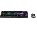 Vue de face ensemble clavier souris MSI Vigor GK30 Combo FR noir avec éclairage RGB personnalisable et touches méca membrane FlowUP