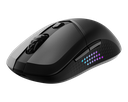 Vue latérale souris gamer sans fil MSI Versa 300 Elite noire montrant les boutons de pouce et le grip texturé rétroéclairé FlowUP