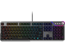 Vue de face clavier mécanique silencieux MSI Strike 600 Silent noir avec rétroéclairage RGB personnalisable et châssis métal FlowUP