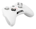 Vue de trois quarts manette sans fil MSI Force GC30 V2 blanche avec joysticks précis et croix directionnelle interchangeable FlowUP