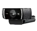 Vue de trois quarts webcam streaming Logitech C922 Pro Stream HD 1080p avec design compact et fixation ajustable FlowUP