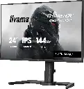 Vue de profil de l'écran PC gamer iiyama noir mettant en avant son pied de support ergonomique ajustable et son design plat aux bords fins